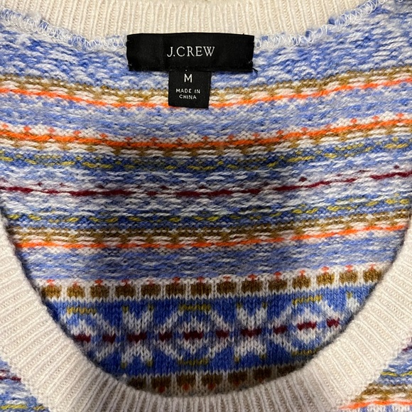 J.Crew Fair Isle Sweater Vest Blue Wool Blend Size M - Picture 3 of 7